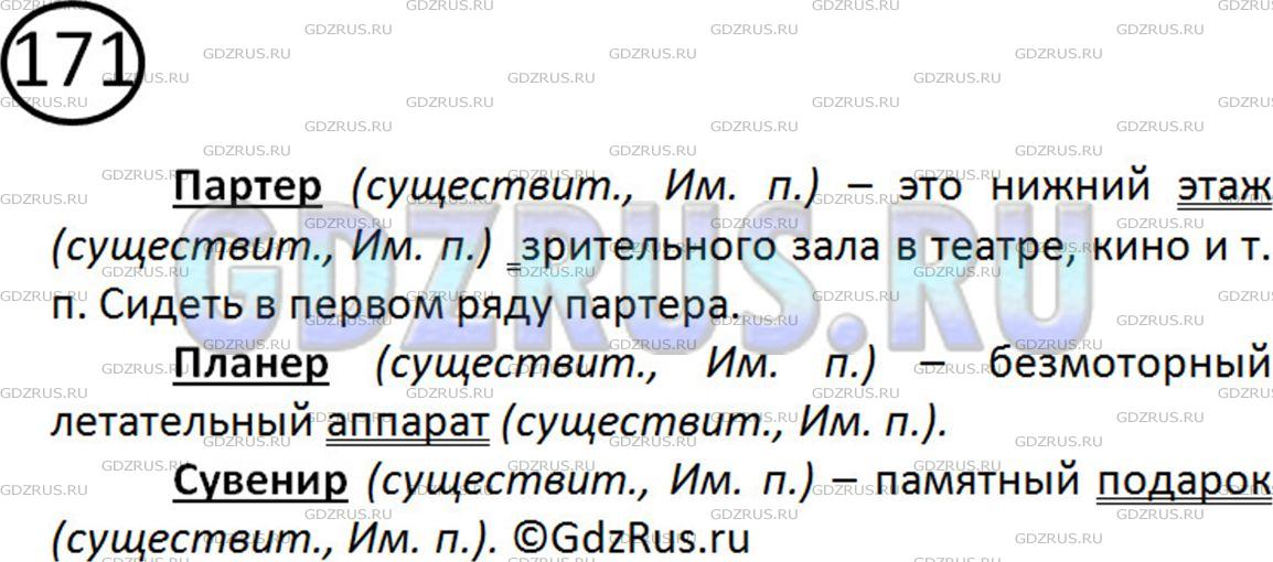 Фото решения 2: ГДЗ по Русскому языку 5 класса: Ладыженская Упр. 171