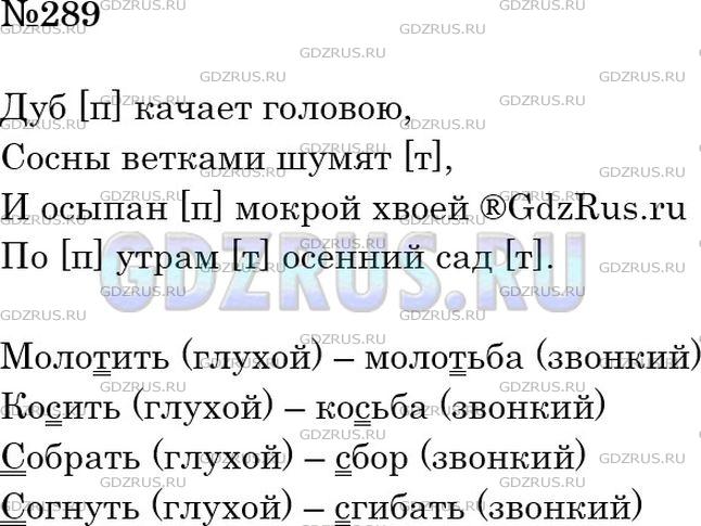 Упр 289 по русскому языку 5 класс