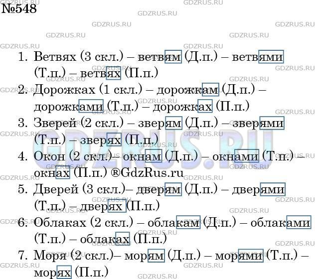 Фото решения 4: ГДЗ по Русскому языку 5 класса: Ладыженская Упр. 548