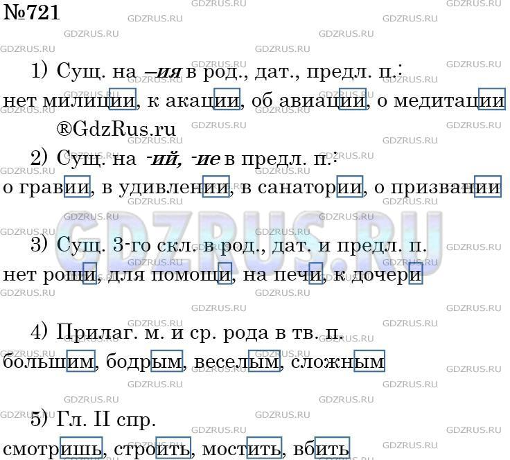 Фото решения 4: ГДЗ по Русскому языку 5 класса: Ладыженская Упр. 721
