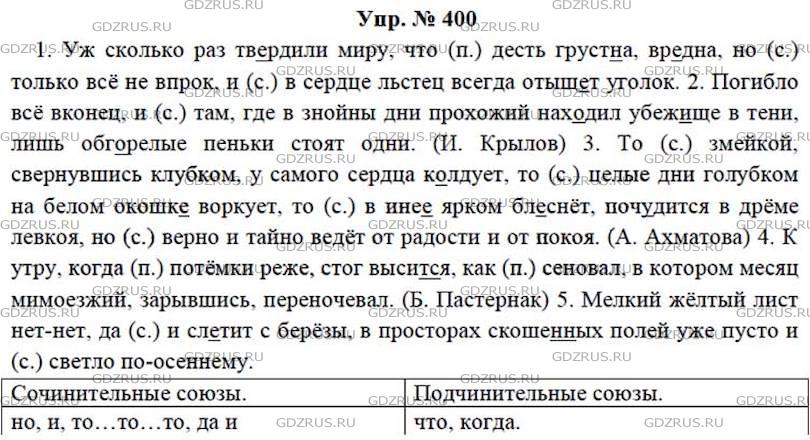 Фото решения 4: ГДЗ по Русскому языку 7 класса: Ладыженская Упр. 400