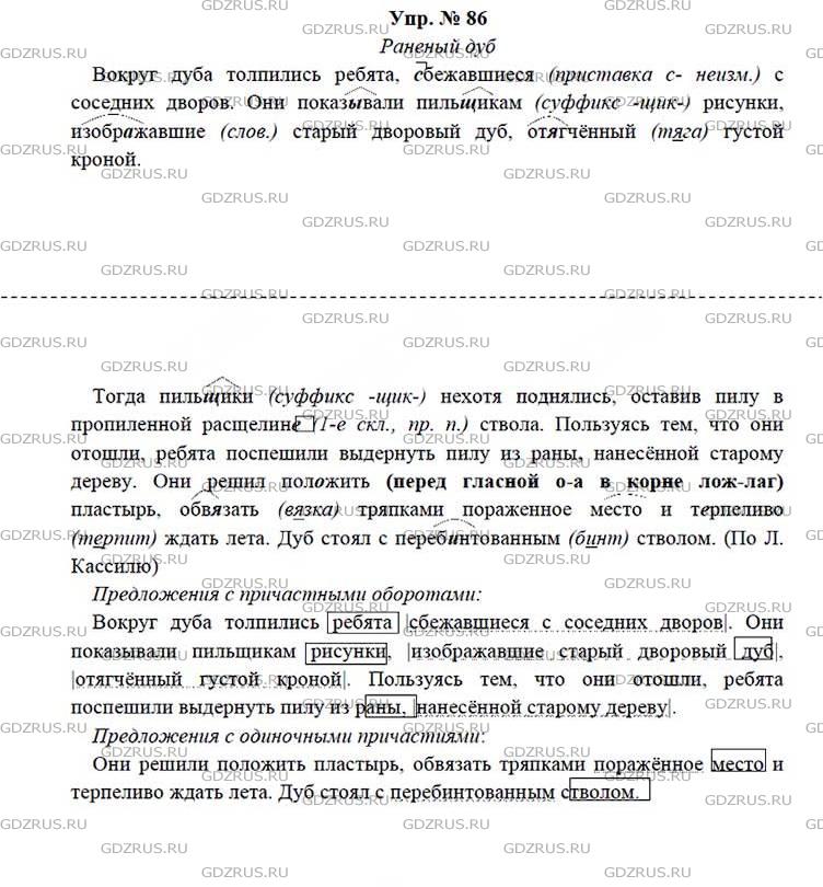 Фото решения 4: ГДЗ по Русскому языку 7 класса: Ладыженская Упр. 86