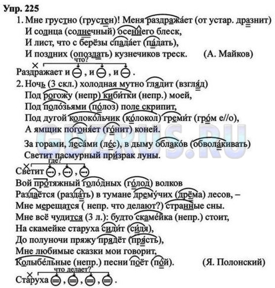 Схема предложения ночь холодная мутно глядит под рогожу кибитки моей полозьями поле скрипит