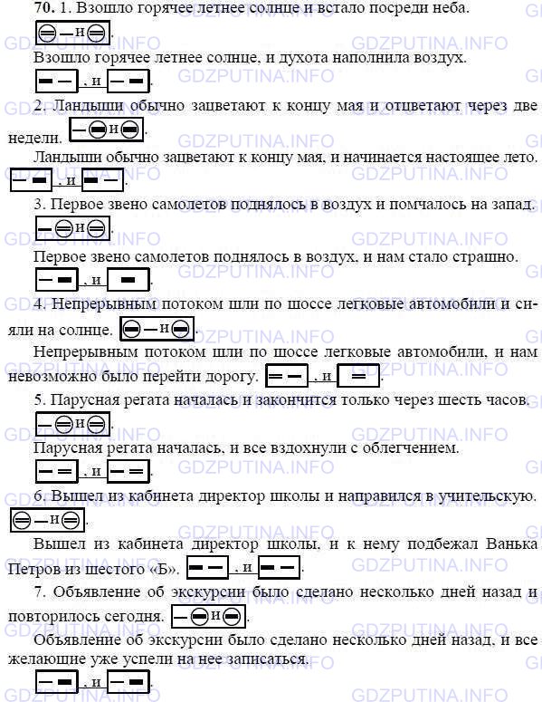 Фото решения 2: ГДЗ по Русскому языку 9 класса: Ладыженская Упр. 70
