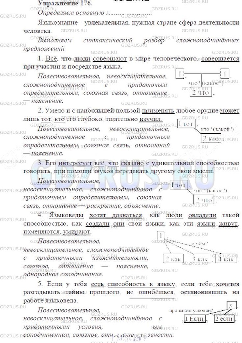 Фото решения 3: ГДЗ по Русскому языку 9 класса: Ладыженская Упр. 176